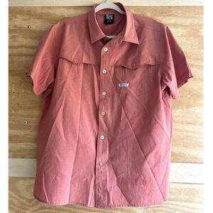 ENYCE By Sean Combs Button Up Short Sleeve Mens Size Large Pink Salmon